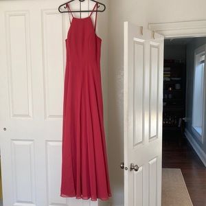 JJ’s House A-line Scoop Floor-Length Chiffon Bridesmaid Dress in Cinnamon Rose